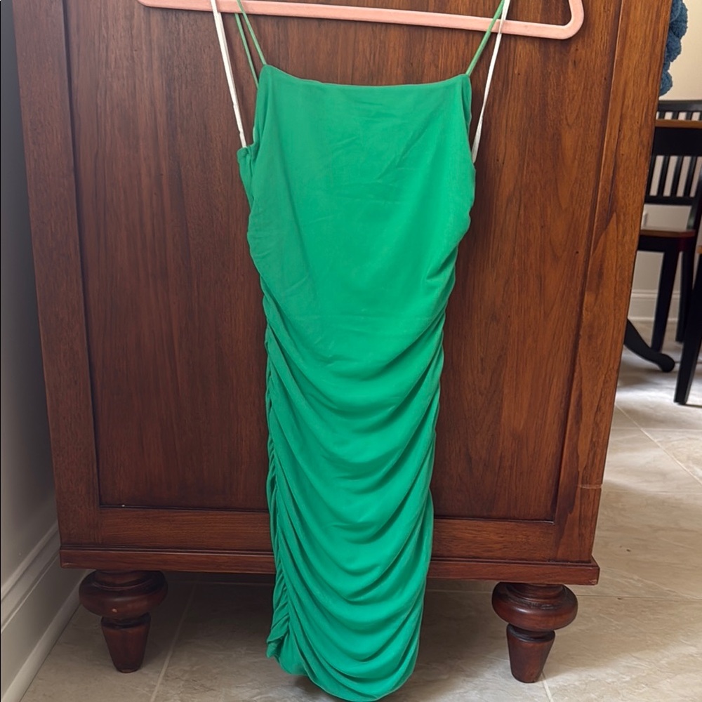 Hello Molly Green Ruched Slip Dress